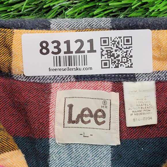 Vintage 80s LEE Checkered Button Shirt Large 24x29 Baggy - Picture 8 of 9